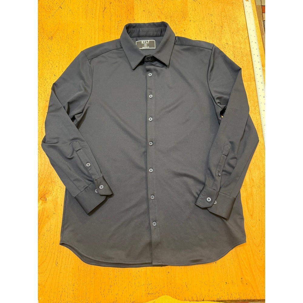 BYLT Executive Fit Size M Mens Black Performance Stretch Long Sleeve Button Down